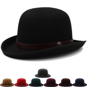 Klassische Bowler Hüte Retro Fedora Sonnenhut Jazz Derby Kappen für Herren Damen 7 1/8-7 3/8 - Bild 1 von 26