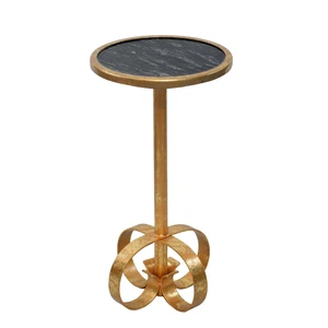 Beistelltisch MARMOR gold rund mit Marmorplatte schwarz Designer Tisch Barock - Bild 1 von 5