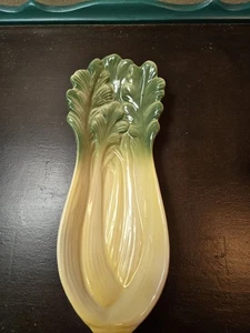 1950s Cardinal USA Celery Shaped Relish Dish Ceramic Spoon Rest Grannycore 11 In - Picture 1 of 2