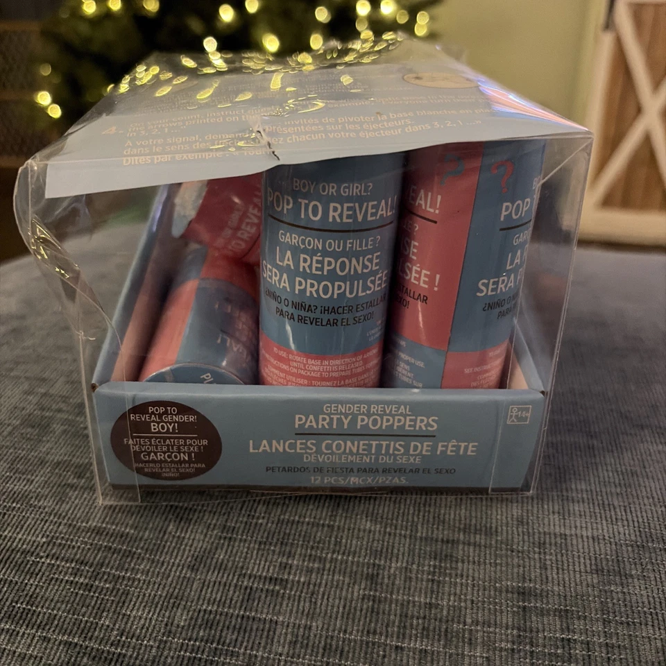 Cañones de fiesta de revelación de género “¡Es un niño!” 6 cañones de confeti azul Foto 1 de 4