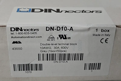 New Automation Direct DN-D10-A Double-level Terminal Block 10AWG 30A Box of 50 - Image 1 of 2