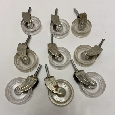 Lot Of 9 Vintage Caster Wheels - Clear Wheel Caster Lot - Used Casters - Image 1 of 4