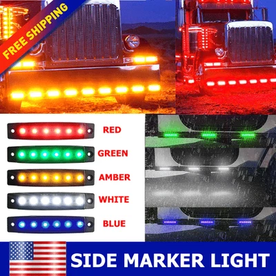 10 шт габаритных светодиодных габаритных огней для грузовика прицепа длинные дымчатые боковые фары 5 цветов - Изображение 1 из 4