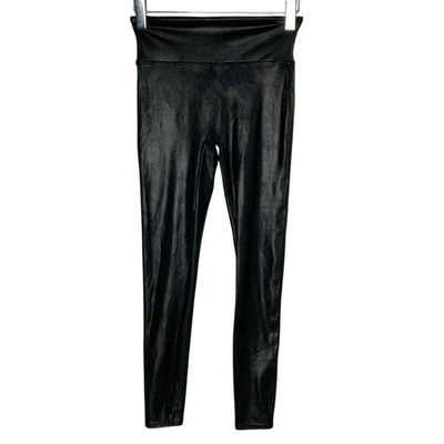 Spanx L Black Faux Leather Shaping Leggings Slimming Sexy Stylish Modern City - Image 1 of 4