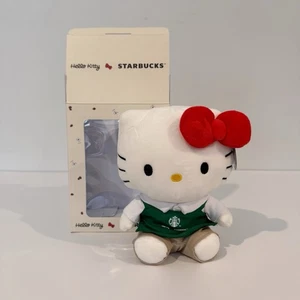 Juguete de peluche Hello Kitty x Starbucks 2024 20 cm - Uniforme de barista - Nuevo en caja Sanrio - Imagen 1 de 15
