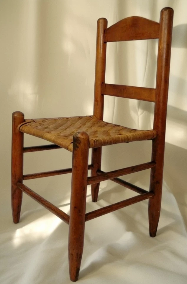 Silla con respaldo de escalera rústica para niños asiento tejido granja primitivo 23" T soporte para plantas Foto 1 de 4