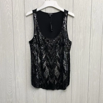 Camiseta sin mangas Express negra con lentejuelas mediana nueva con etiquetas Foto 1 de 4