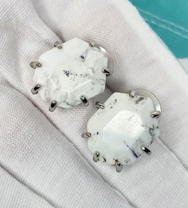 Vintage Kendra Scott Morgan Ohrstecker weiß/grau silberfarben - Bild 1 von 11