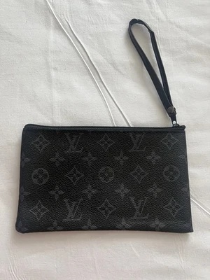 Borsa stile polso stampata Pu nuova adatta per cellulare o portafoglio o borsa uni zip grigio nero  - Immagine 1 di 3