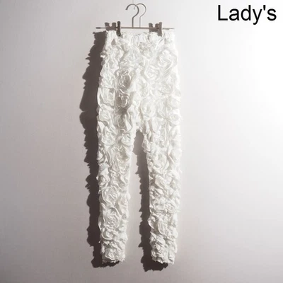 Used 2023 Comme Des Garcons Ruffle Floral Pants Size XS White - Image 1 of 4
