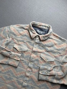 Wrangler Retro Shirt Mens XL Premium Flannel Southwest Aztec Pearl Snap Shacket - Picture 1 of 6