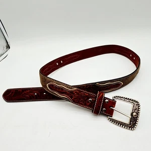 Cinturón Nocona Western Hombre Talla 40 Cuero Marrón Tooled Floral Christian N2501208 - Imagen 1 de 19