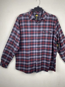 NWT Cat Mens XL Red Gray Flannel Shirt Long Sleeves Super Soft Cotton Blend - Picture 1 of 11