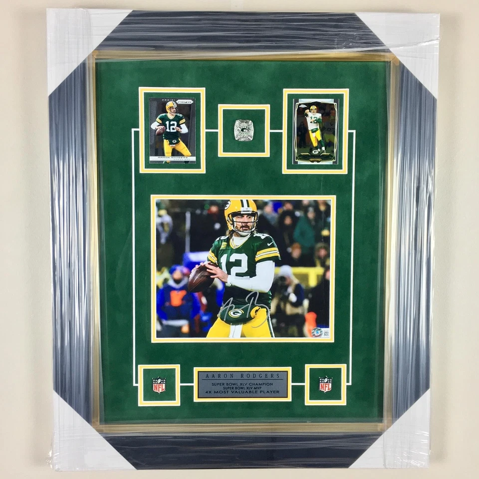 Campeonato Green Bay Packers Aaron Rodgers Foto Firmada Enmarcada Beckett BAS Foto 1 de 4