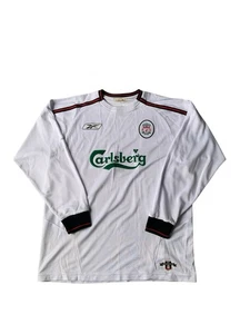 Reebok Liverpool Shirt Mens Medium 2003/04  White Away Long Sleeves - Picture 1 of 11
