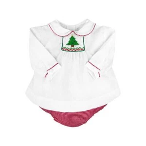 Petit Ami weiß rot Gingham Weihnachtsbaum gesmoktes Windelset Neugeborene 3 6 Monate - Bild 1 von 1