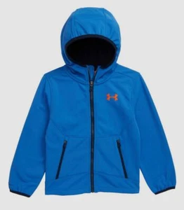$88 Under Armour Kid's Boy's Blue Sim Front Zip Hooded Coat Jacket Size 4 - Picture 1 of 1