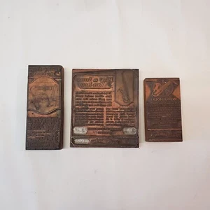 Lot of 3 Vintage Copper Printing Plates Conn. LTD Play a Tune In An Hour - Picture 1 of 12