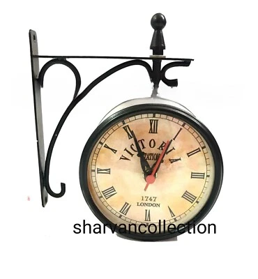 Victoria Station Reloj Ferroviario Doble Cara Reloj Funcional Decoración del Hogar Vintage Foto 1 de 4