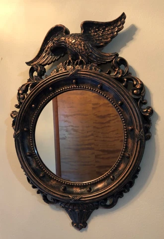 Vintage Porthole Mirror made by Dart 1959 plastic frame painted black & gold Cover