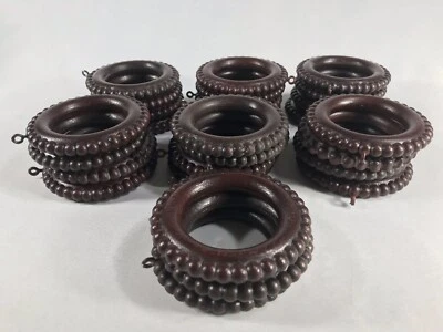Beaded Curtain Rings Set of 27 Eye Rings Faux Wood Plastic Brown 3 6/8" VGUC - Image 1 of 4