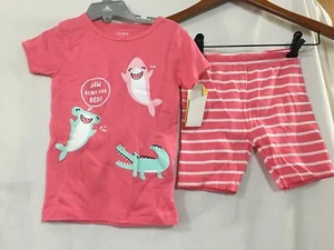 New Carter's Shark Shorts Pajama Set Girls Snug Fit Toddler Pink U pick - Picture 1 of 4