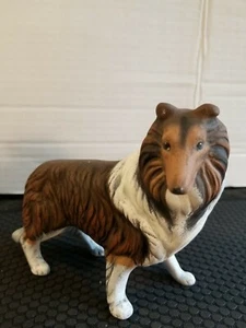 Figura de perro Collie blanco tostado Lassie canino estatua de pie porcelana  - Imagen 1 de 12