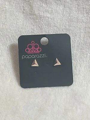 Paparazzi small pyramid triangle post stud earrings copper look - Image 1 of 3