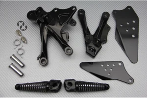 Black Front Foot Pegs & Brackets KAWASAKI ZX10R ZX-10R ZX10-R ZXT00D 2006-2007 - Picture 1 of 3