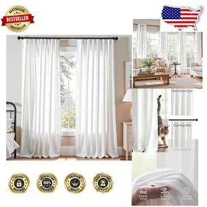 Luxurious White Velvet Curtains – Thermal Insulated 120" Long Drapes (Set of 2) - Picture 1 of 9