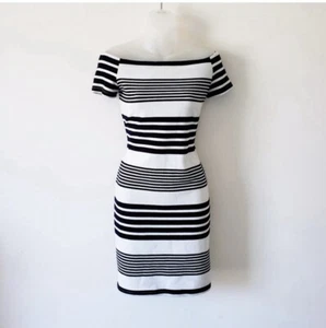FASHION UNION Women's Size 2 Bodycon Striped White Sheath Dress Worn Once - Picture 1 of 10