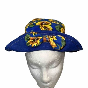 Cappello a secchiello girasole con fiocco donna blu, giallo, marrone.  Unico. Senza marchio - Foto 1 di 8