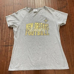 Damen NFL Team Apparel New Orleans Saints T-Shirt Tee Größe L Large grau gold - Bild 1 von 10