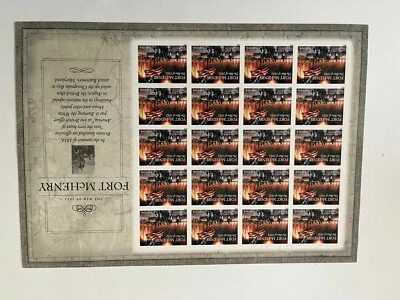 Hoja de estampillas de Estados Unidos, #4921, hoja de 20 "War 1812 Fort McHenry", Forever, MNH Foto 1 de 2