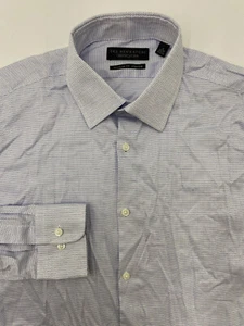 $100 Bloomingdale's 15 34/35 Men Cotton-Stretch Blue Dot Long-Sleeve Dress Shirt - Picture 1 of 1