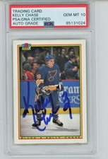 KELLY CHASE AUTO 10 PSA DNA Rookie 1990-91 Bowman Hockey #14 St. Louis Blues RC