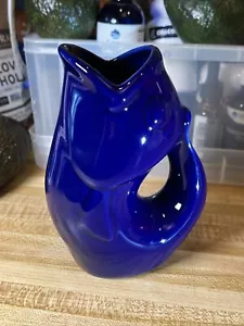 Gurgle Pot 2006 Glossy Navy Ceramic Fish Pitcher Vase Seattle Pottery 9.5" - Picture 1 of 4