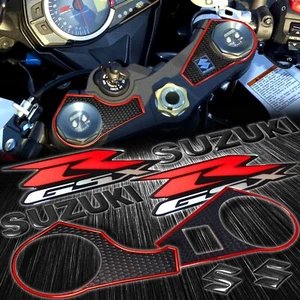 Perforate&Red Handle Yoke Cover+Black 6"Logo+GSXR Emblem Sticker 09-23 GSXR 1000 - Picture 1 of 10
