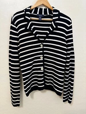 Chaps Woman Nautical Fisherman Button Up Sweater Size XL Preppy Old Money Resort - Image 1 of 4