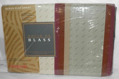 New Sealed BILL BLASS Springmaid QUEEN SIZE FLAT SHEET Brown Raindrops - Image 1 of 4