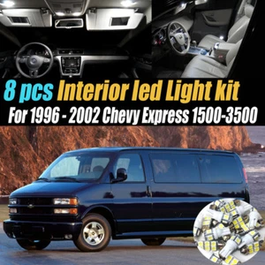 8Pc Super White Car Interior LED Light Kit for 1996-2002 Chevy Express 1500-3500 - Picture 1 of 8