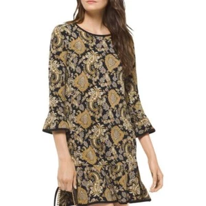 MICHAEL KORS Paisley-print Bell-sleeve Sheath Dress - Picture 1 of 5