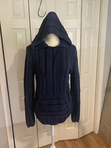 Abercrombie & Fitch Men's Gray & Blue Cotton Heavy Knit Pullover Hoodie Sz S - Picture 1 of 11