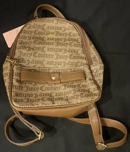 NEW Juicy Couture Women Small Backpack Taupe Dark Brown Logo Mini Bag - Picture 1 of 6