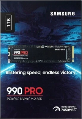 Samsung 990 PRO NVMe SSD 1 TB M.2/PCIe 4.0 TLC7.450 MB/s Neu original versiegelt - Bild 1 von 4