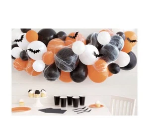 Happy Halloween Balloon Arch Kit - Orange/Black/White - NEW - Picture 1 of 6