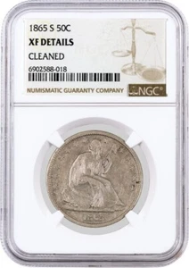 1865 S 50C Seated Liberty Half Dollar Silver NGC XF Details Cleaned Coin - Picture 1 of 4