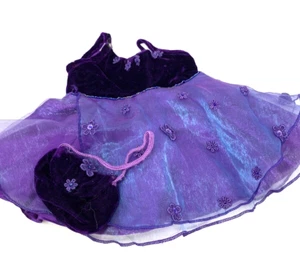 Build-A-Bear Purple Velvet and Iridescent Taffeta Dress & Matching Purse - Picture 1 of 4