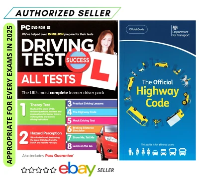 Driving Theory Test  valid 2025 & Hazard CD Rom DVD & Highway Code Book. - Image 1 of 4