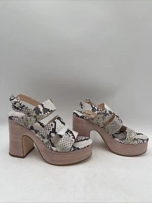 NWB Agl Womens Sista Band Platform Snake Print Platform Sandals White/Black 38 - Image 1 of 4